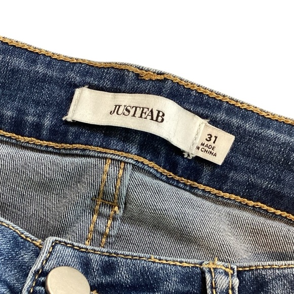 JUSTFAB High-Waisted Ultra Stretch Skinny Jeans Raw Hem Medium Wash Size 31 - Picture 4 of 12